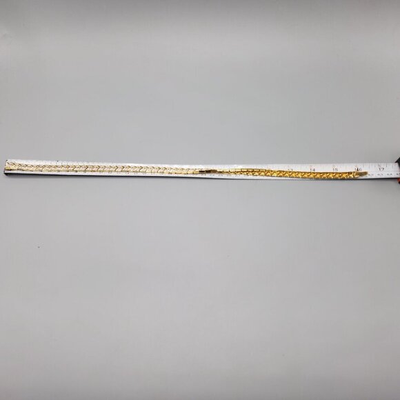 Gold Tone Chevron Tennis Bracelet 8" Clear Stone - Picture 8 of 9